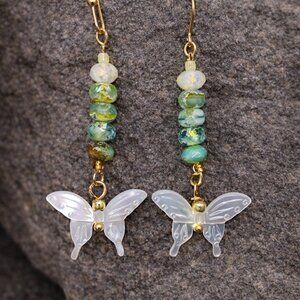 2/$12 Butterfly drop earrings -14k gold plated earwires